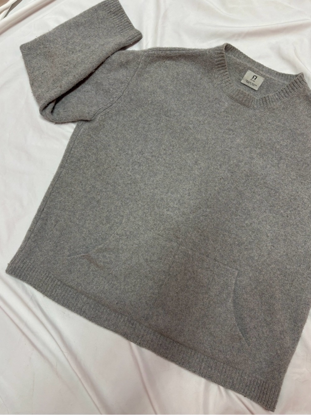 Rifo Grey Recycled Cashmere Crewneck Sweater | Medium